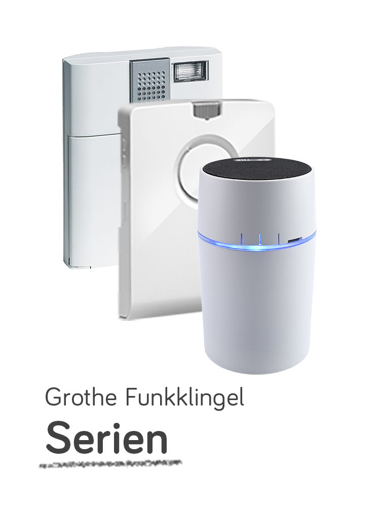 Drei Funkgongs hintereinander und Schrift "Grothe Funkklingel Serien"
