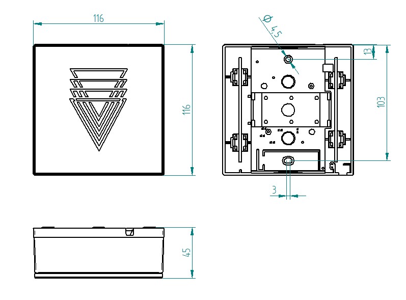 Elektromechanischer Zweiklang GONG 465A Bw Polygon in Kupferoptik GONG 465A Bw/ku-p